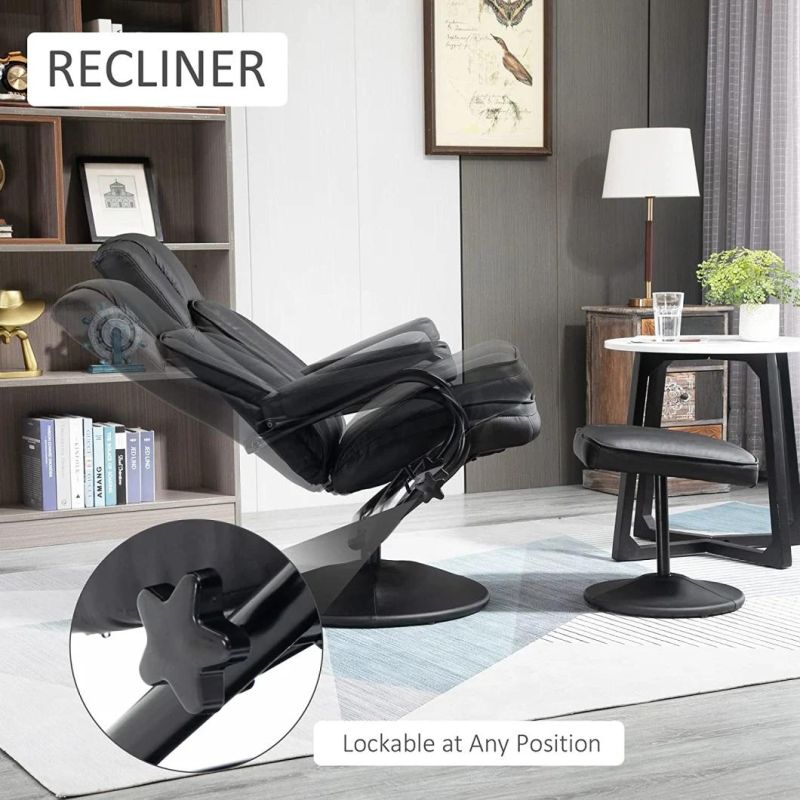 Jky Furniture 8 Points Vibration Massage Functions Leather Recliner Leisure Chair with Ottoman