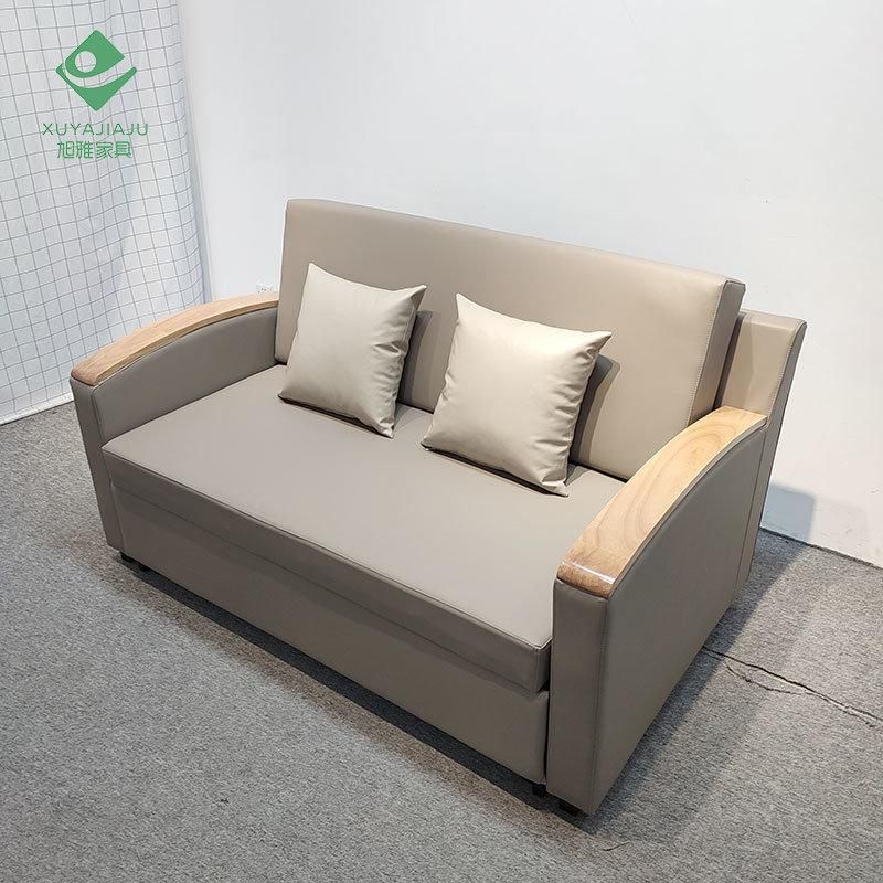 Multifunction Sofa Bed Foldable Wooden Couch Furniture Single Folding Genuine Leather Sofa Beds