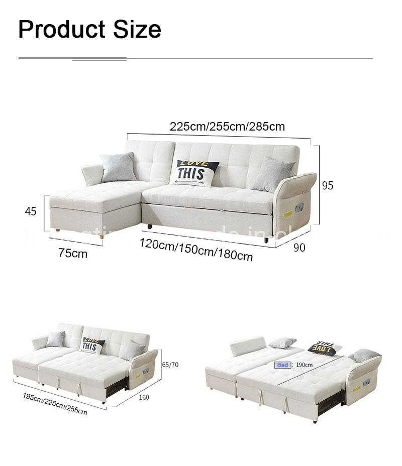 New Design Sofa Bed with Adjustable Armrest