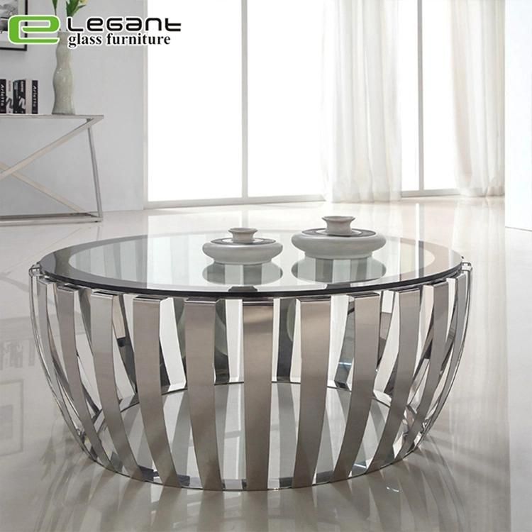 Minimalist High Gloss Glass Round Glass Center Table