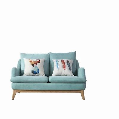 Living Room Solid Wood Sofa Small Apartment Wooden Fabric Sofa 0036