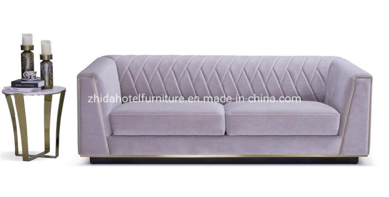 Luxury Living Room Leather Fabric Sofa for Modern Hotel Lobby