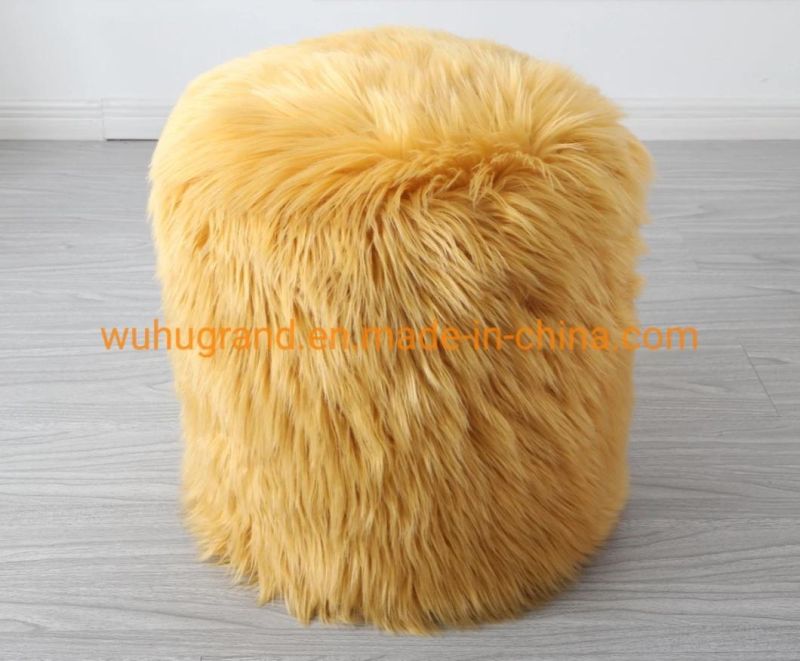 Fashion Style Solid Color Faux Fur Home Beanbag Pouf