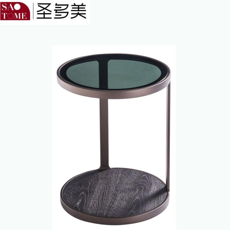 New Design Hotel Living Room Furniture Round Table with Fused Glass Surface and Metal Bottom