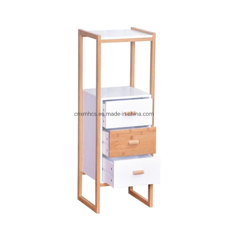 Wooden Bedroom Cabinet Side Cabinet with Drawers, Storage Shelves Bathroom Living Room Display Rack