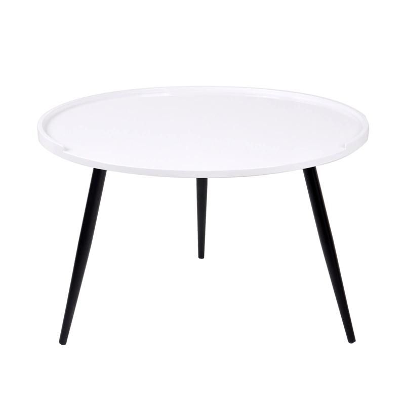 Living Room Furniture MDF Top Modern Round 2 Coffee Table Sets with Black Legs