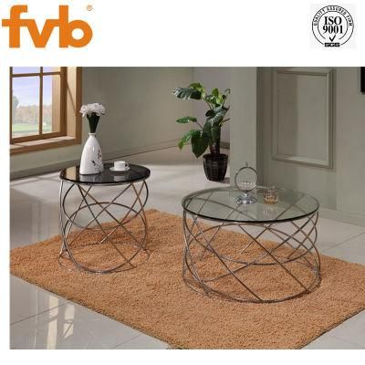 Stainless Steel Legs Round Tempered Glass Coffee End Tables