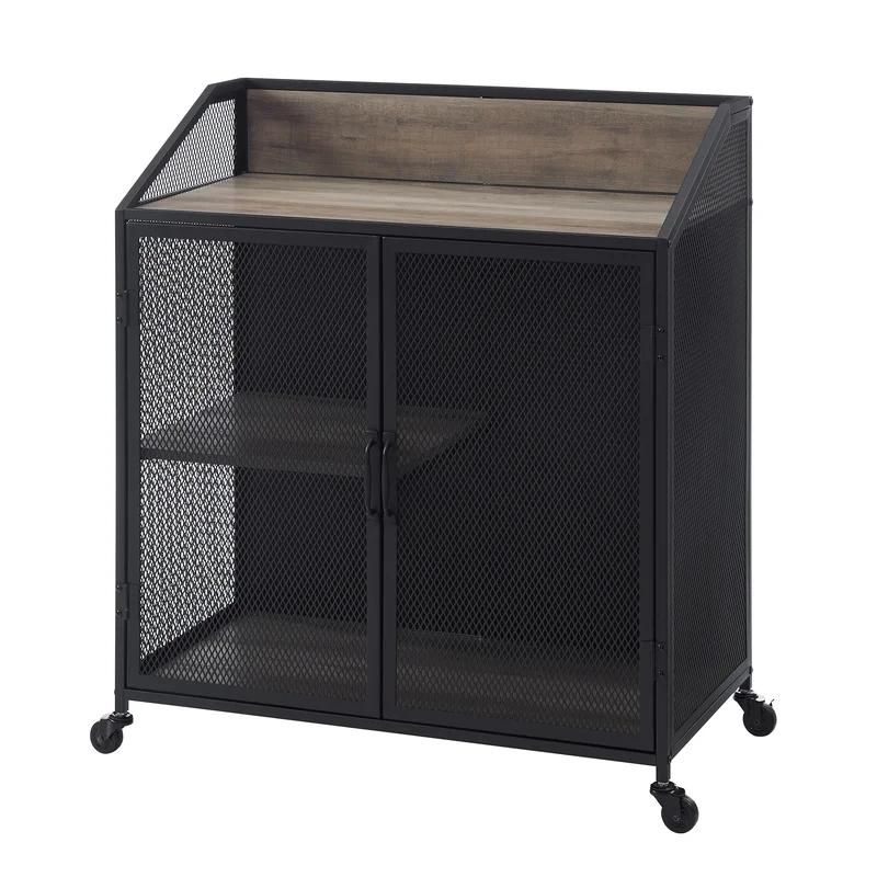 Wine Storage Metal Cabinet with Wheels Metal Cart