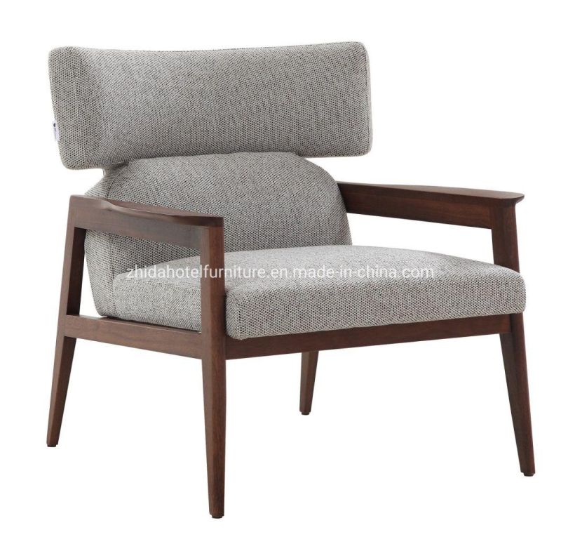 Modern Solid Wood Armrest Living Room Furniture Fabric Chair for Hotel