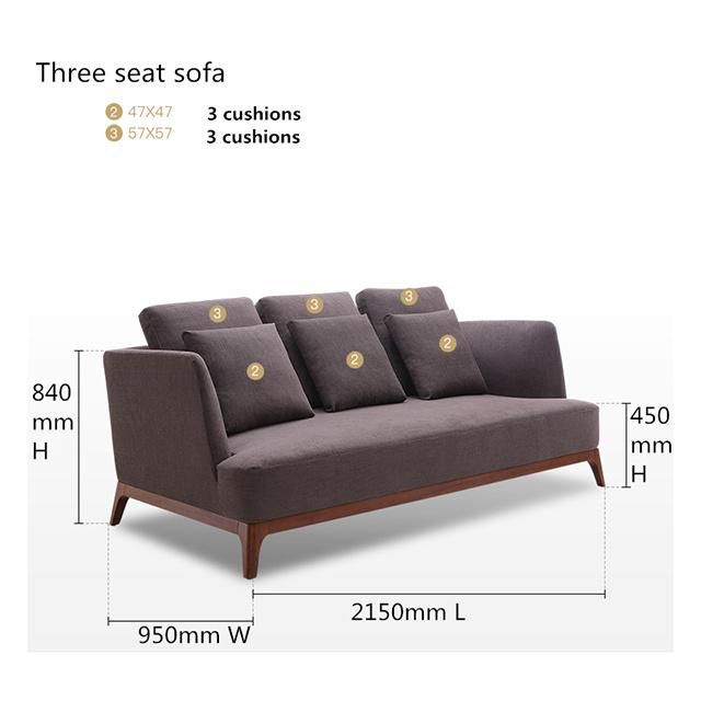 Nordic Ash Solid Wooden Fabric Sofa for Sitting Room