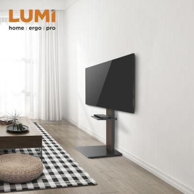 Modern Slim TV Floor Stand with Equipment Shelf