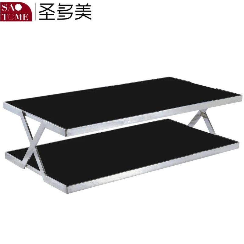 Home Living Room Furniture Modern Design Stainless Steel Glass Top Coffee Table