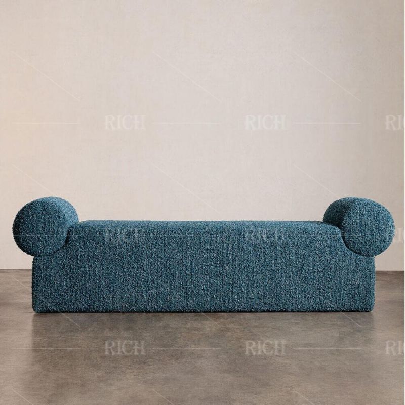 Teddy Boucle Fabric Long Ottoman Bench