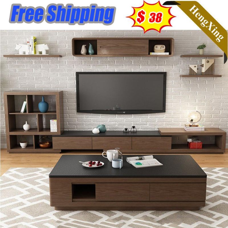 Modern Luxury Living Room Glass TV Wall Mount Unit Marble Coffee Tea Table Home Furniture Wooden Cabinet TV Stand Coffee Table for Living Room Decoration