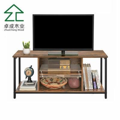 Modern TV Stand with Storage Cabinet and Glass Shelf