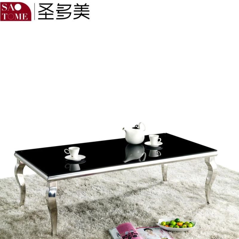 Household Rectangular Black Glass Coffee Table