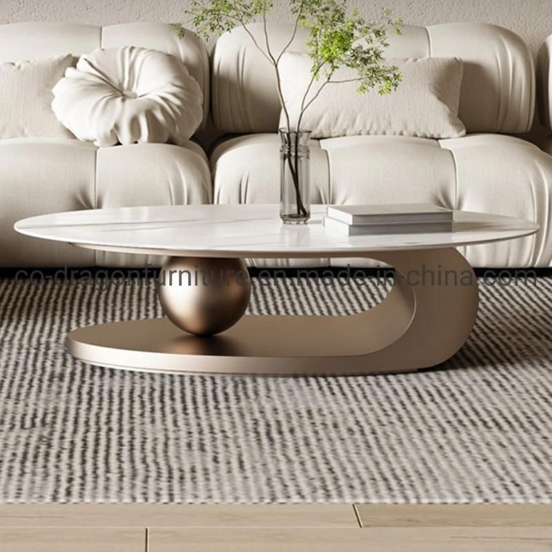 Fashion Home Furniture Gold Steel Coffee Table with marble Top