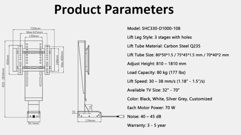 Easy Assembly Quite Fast Cabinet Wall TV Lift Mechanism