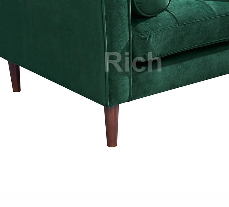 Nordic Style Living Room Set Green Fabric Velvet Arm Couch