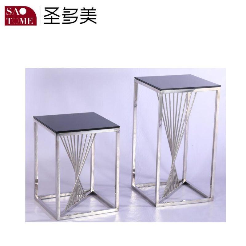 Modern Simple Living Room Furniture Glass Stainless Steel Small Round End Table