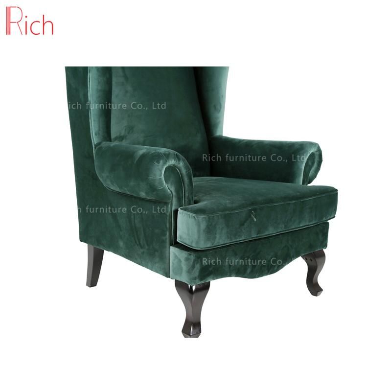 European Style Living Room Furniture Green Velvet High Back Sofa