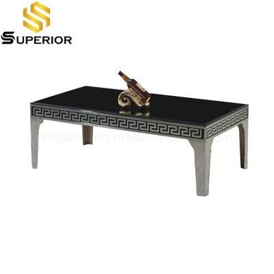 Antique Metal Frame Rectangle Marble Coffee Table For Living Room