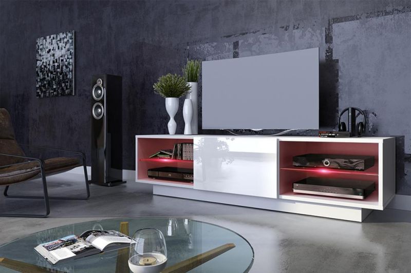 New Design Modern Simple UV High Gloss TV Stand LED Light TV Wall Cabinet Units Designs Wood TV Cabinet