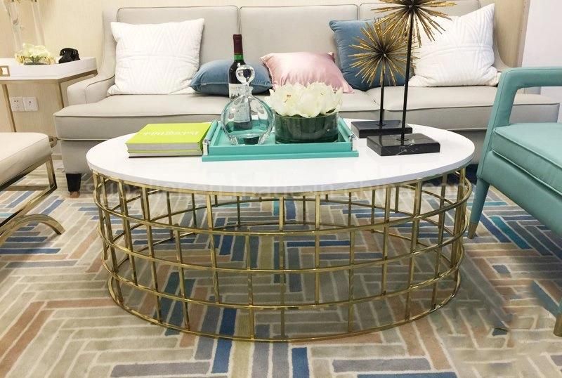 Home Modern White MDF Coffee Table With Gold Base