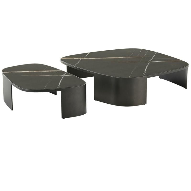 Nova Modern Living Room Furniture Square Lauren Black Gold Slate Luxury Coffee Tables