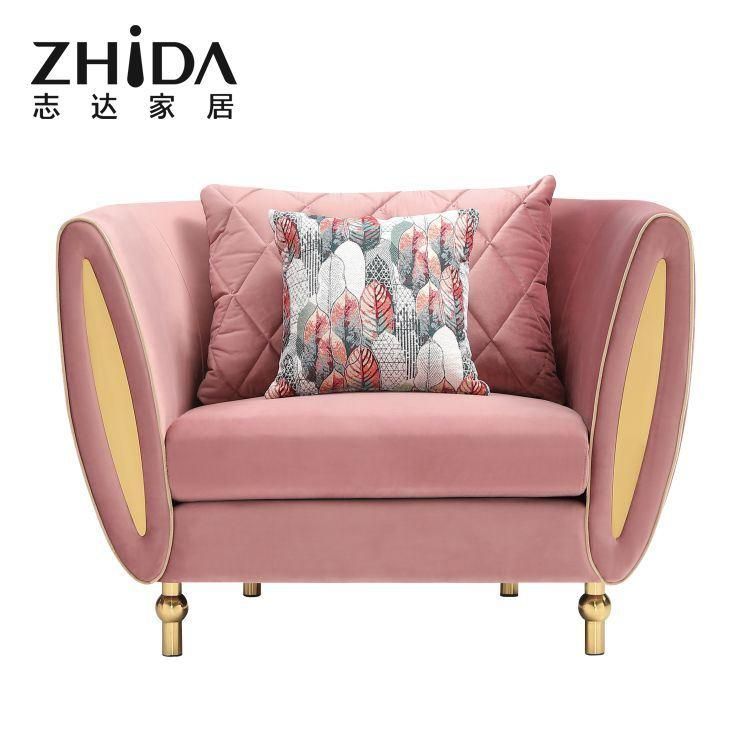 New Luxury European Style 3+2+1 Sofas Gold Stainless Steel Feet Comfort Sofa Couch for Villa