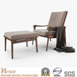 2019 Classic and Luxury Walnut Wood Chaise Lounge with Pouffe