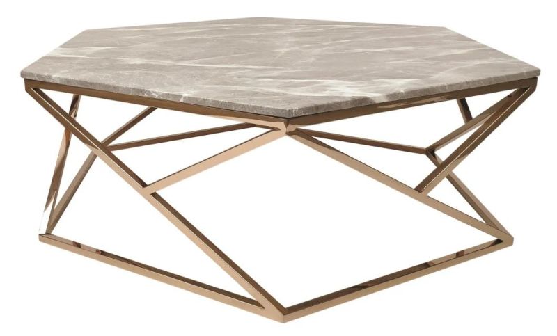 Rose Gold End Table with Marble Top