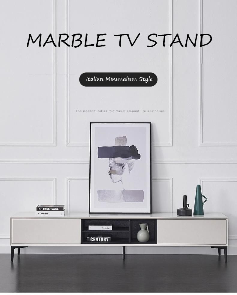 Modern Living Room Home Furniture Cabinet Metal Marble TV Stand