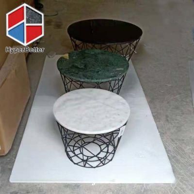 Green, Black and White Set of 3 Marble Nesting Coffee Tables for Living Room