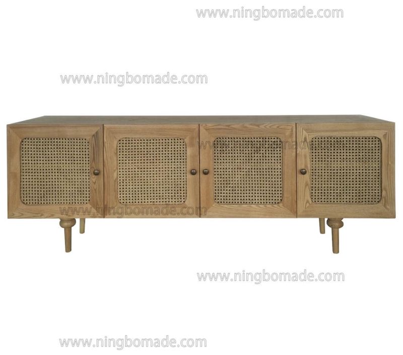 Elegant Rattan Upholstery Furniture Nature Ash Rattan TV Stand