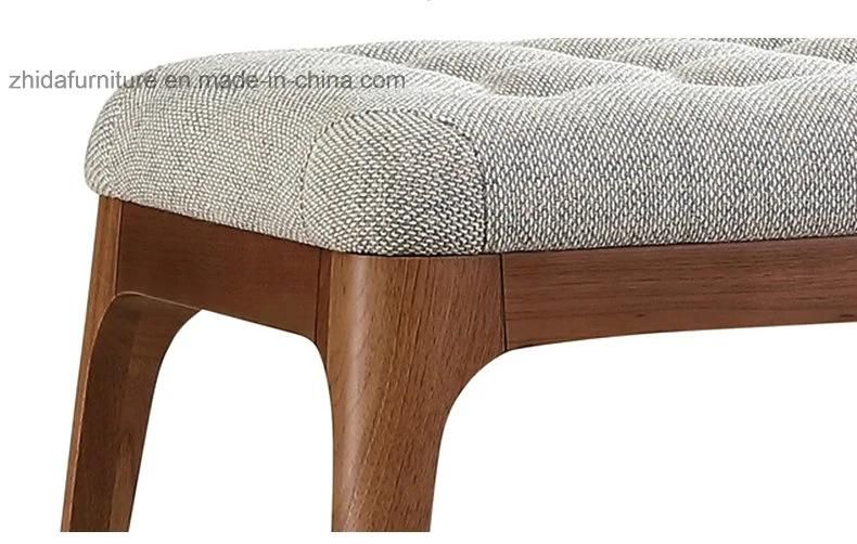 Modern Living Room Furniture Wooden Fabric Ottoman Stool