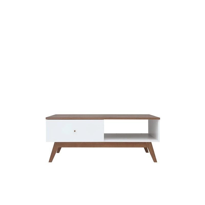 Two Color Wooden Coffee Table with a Drawer