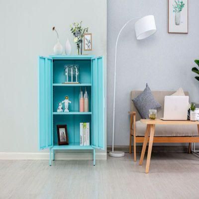 Easy Install Steel Storage Cupboard Furniture Blue 3 Shelf Diningroom Metal Cabinet