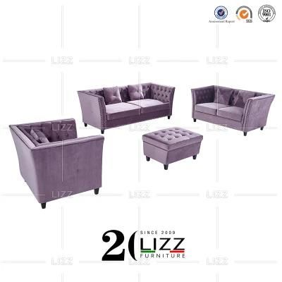 Chinese Furniture Home Fabric Sofa Couch with Ottoman