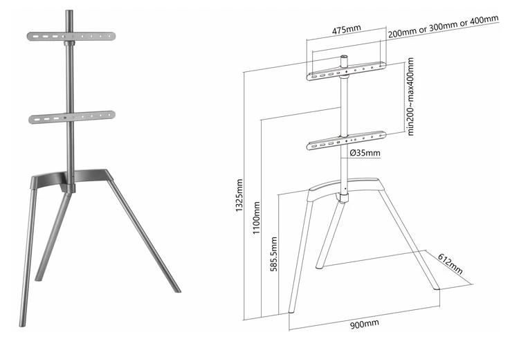 Modern Furniture Kickstand Style Studio Aluminum TV Floor Stand