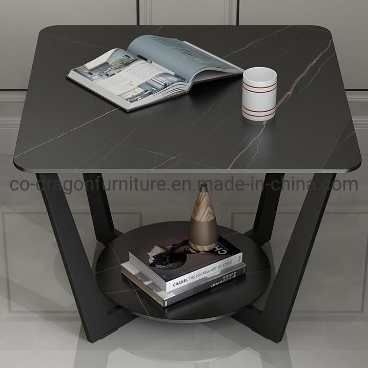 Modern Square Side Table with Marble Top for Livingroom Furniture