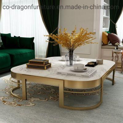 Stainless Steel Coffee Table with Marble Top for Modern Furniture