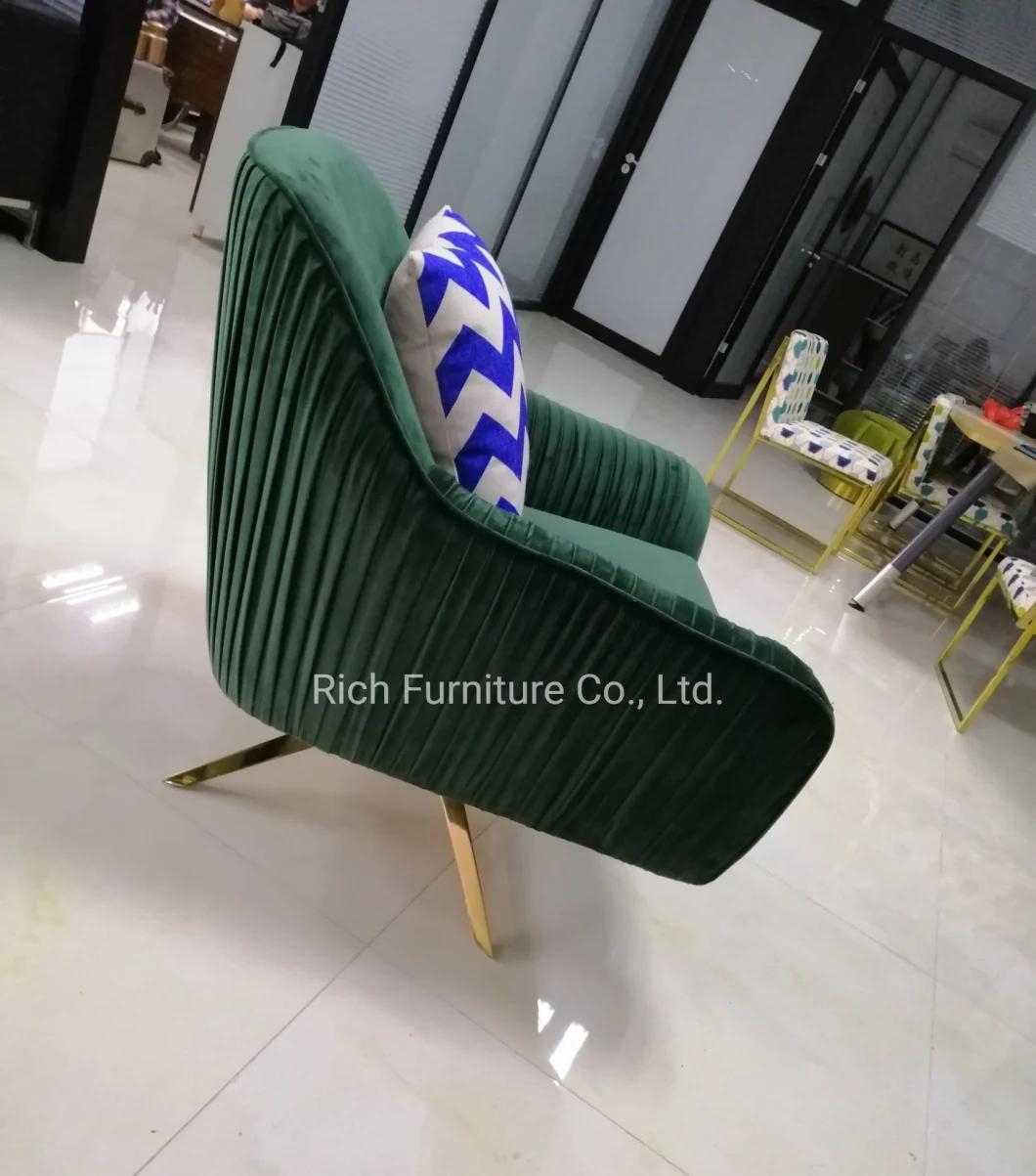 Modern Gold Furniture Living Room Swivel Fabric Velvet Chair