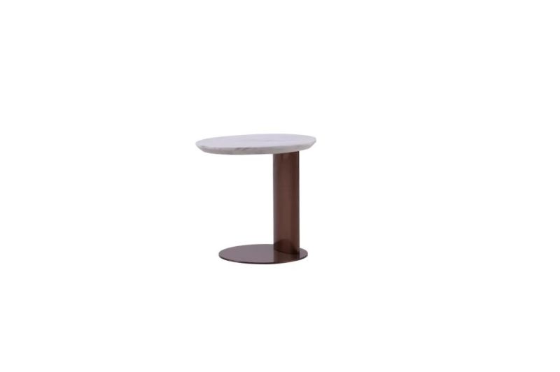 Small Round Shape Elegant Side Table with Marble Top