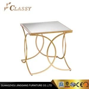 Home Furniture Golden Tempered Glass Top Round Side Coffee End Table