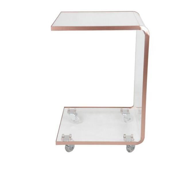 Wholesale Custom Clear Modern Perspex Acrylic Side End Storage Desk for Bedroom with Wheels Slide