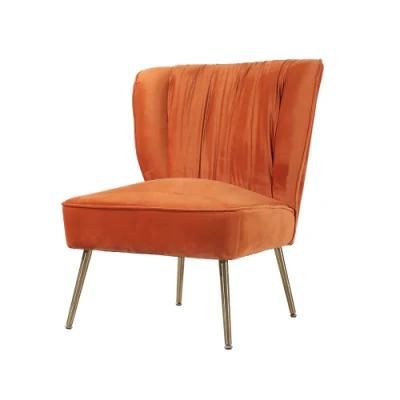 Wholesale Orange Velvet Fabric Upholstered Leisure Home Furniture Armless Table Chair