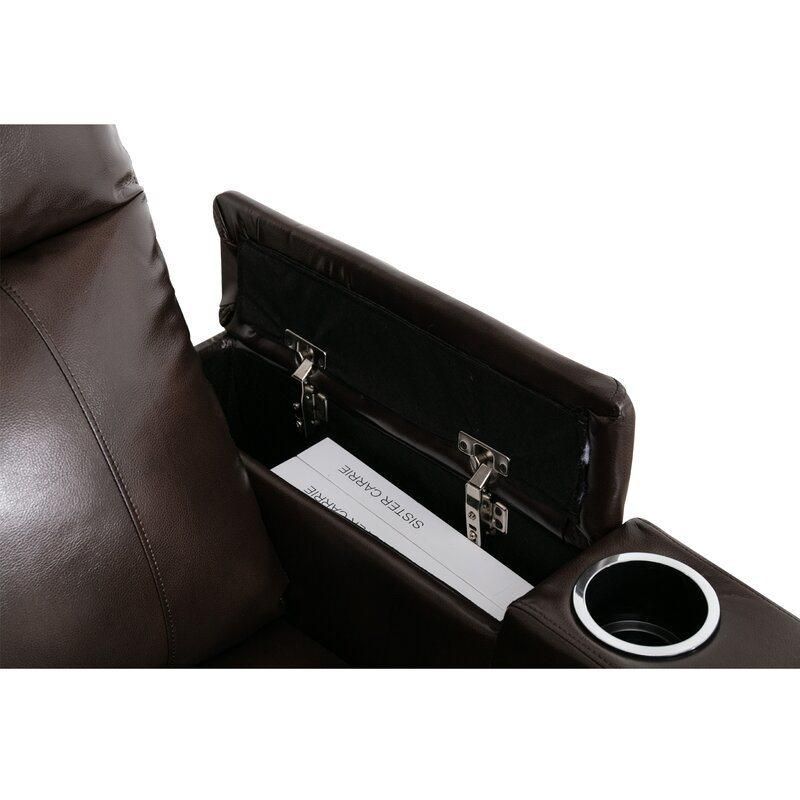 Jky Furniture Air Leather Power Home Theater Recliner Chair and Set with Armrest Storage and Cup Holders