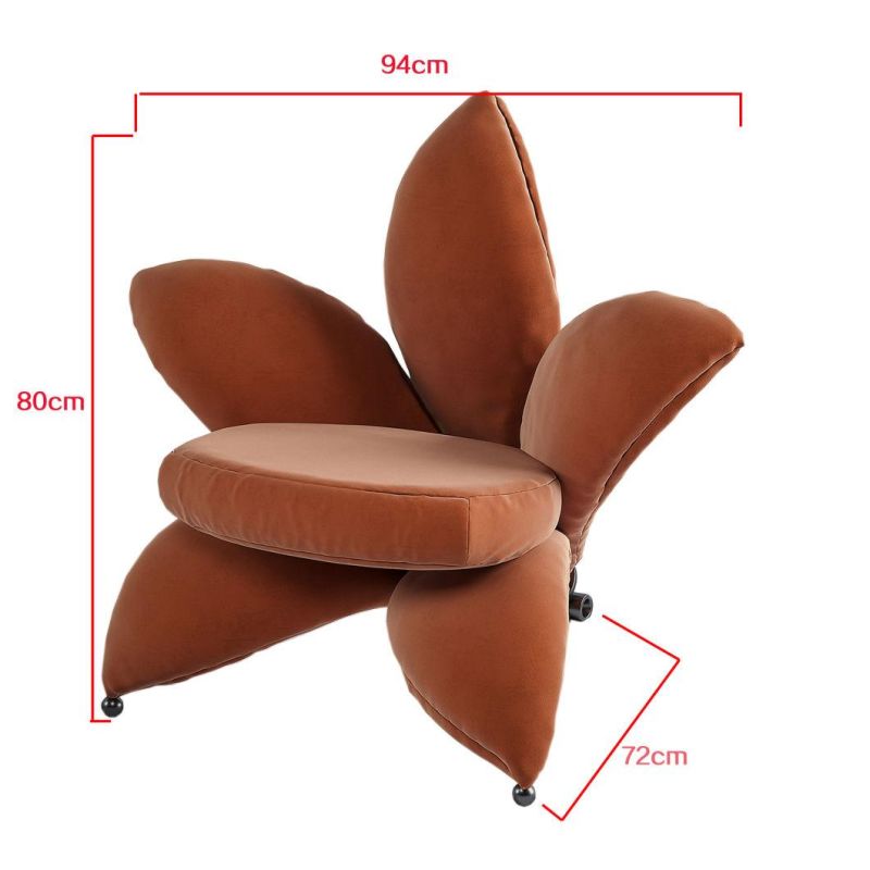 Newly Nordic Unique Design Modern Home Furniture Leisure Living Room Bedroom Comfort Velvet Fabric Flower Chair