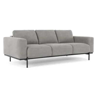 Living Room Furniture Washed Grey Cotton Modern Lounge 3 Seater Sofa Velvet